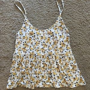 AE PEPLUM FLORAL TANK